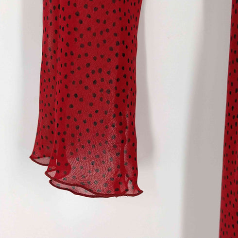 マンゴー MNG ドットプリントL/Sシア―ドレス レディース JPN:S